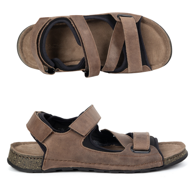 Sandały męskie skórzane Wasak 0244W brązowe