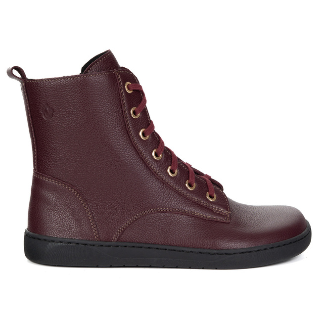 Buty damskie barefoot zimowe skórzane Olivier Liv 1303 ocieplane bordowe