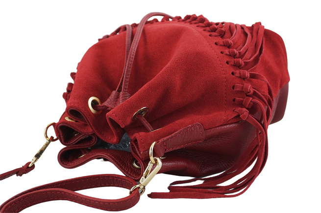 Torebka skórzana boho style - Czerwona