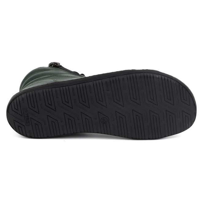 Dámské minimalistické kožené zimní boty barefoot 1261 zelené