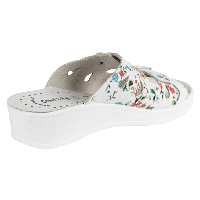 Damskie klapki medyczne skórzane regulowane MIA w kwiaty