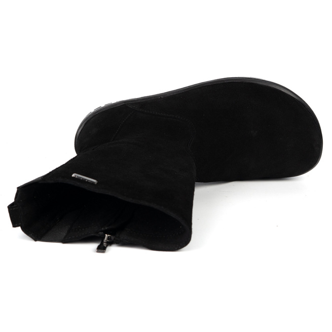 Barefoot Vivian kožené polobotky zimní s nulovou podrážkou černá