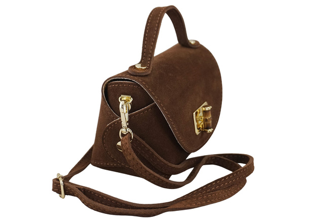 Malá semišová společenská kabelka - hnědá