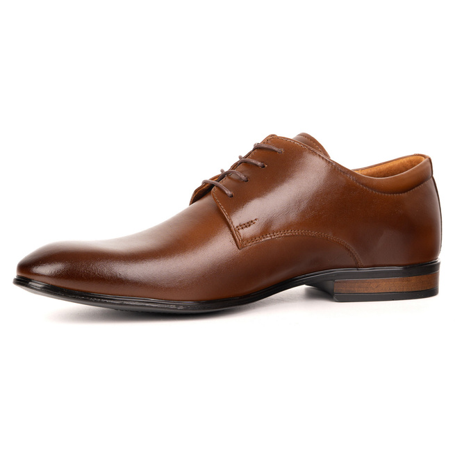Buty męskie skórzane wizytowe Olivier 484 brązowe – klasyczne półbuty derby