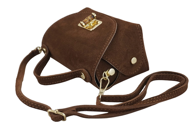 Malá semišová společenská kabelka - hnědá