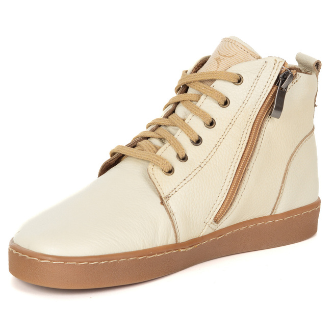 Buty damskie zimowe barefoot skórzane Z-B04 ecru