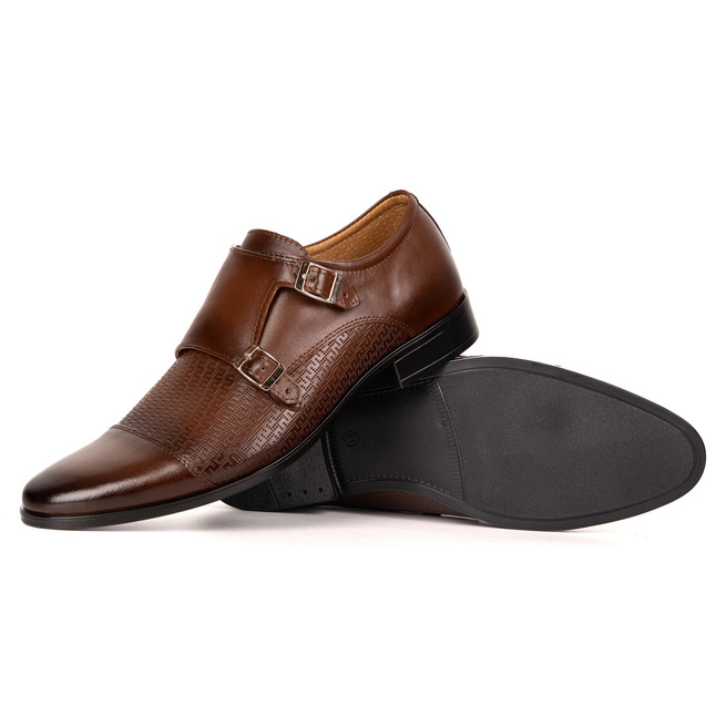 Skórzane buty wizytowe Monki 287T4 LU brąz
