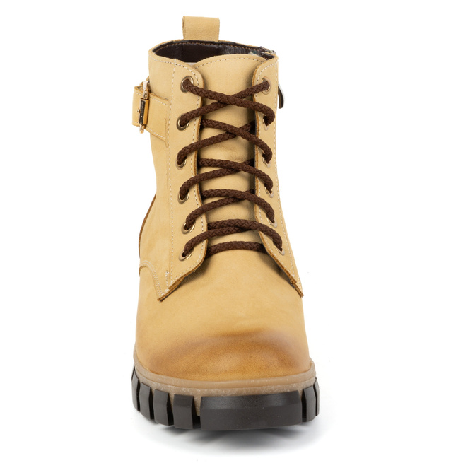 Dámské zateplené kožené boty 373BB beige