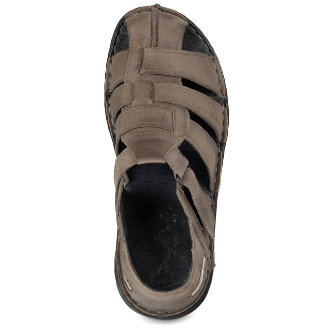 Pánské kožené sandály na suchý zip 211/2 šedé