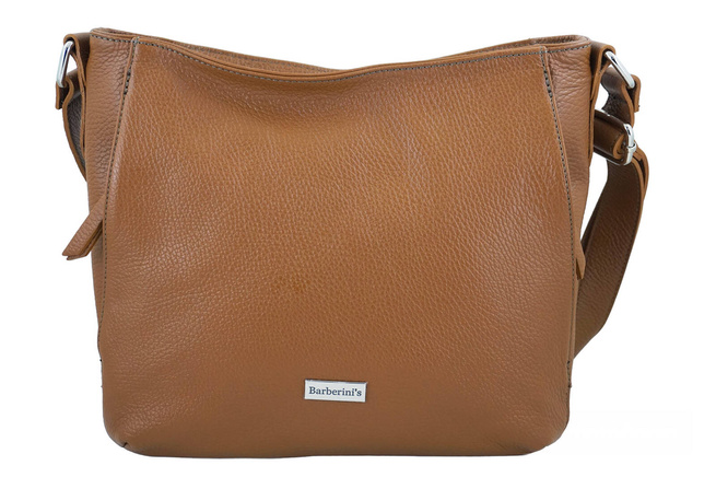 Praktyczna torebka skórzana z kieszeniami - Brązowa jasna