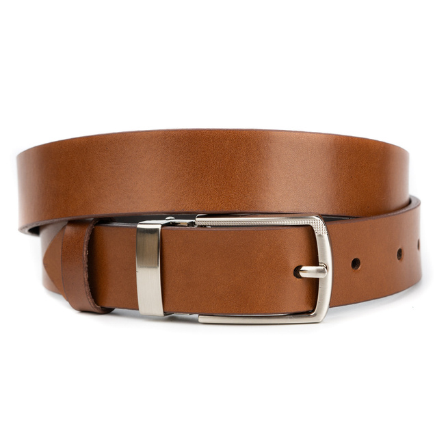 Pánský kožený pásek ke kalhotám model 1.30.3 hnědý