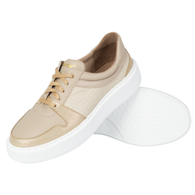 Półbuty damskie sneakersy skórzane 0774W beżowe