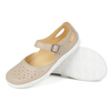 Olivier 1284 dámské barefoot ažurové baleríny - kožené boty se sponou pro každodenní a elegantní styling béžové barvy