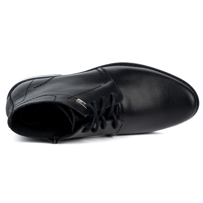 Pánské kožené boty Olivier 337LU - nízké šněrovací se zipem černé