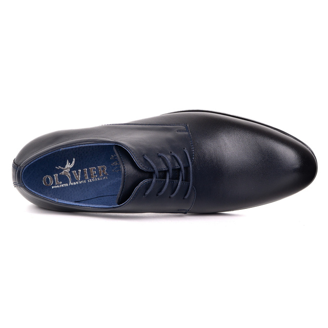 Buty męskie skórzane wizytowe Olivier 484 granatowe – klasyczne półbuty derby