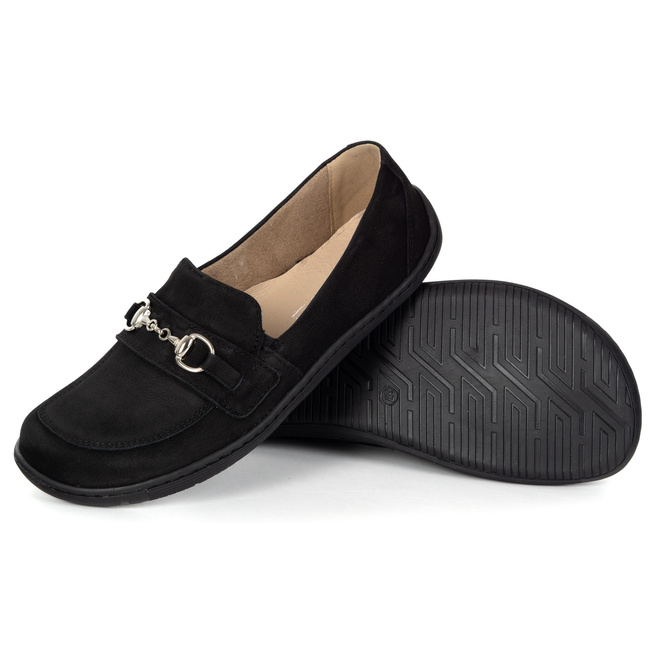 Dámské minimalistické kožené mokasíny Barefoot 1288AR black nubuk
