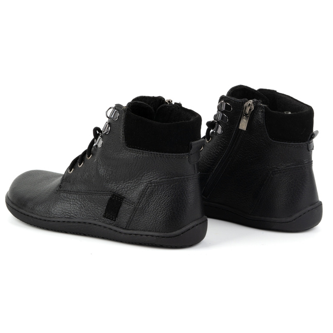 Dámské minimalistické kožené zimní boty barefoot 1262 black