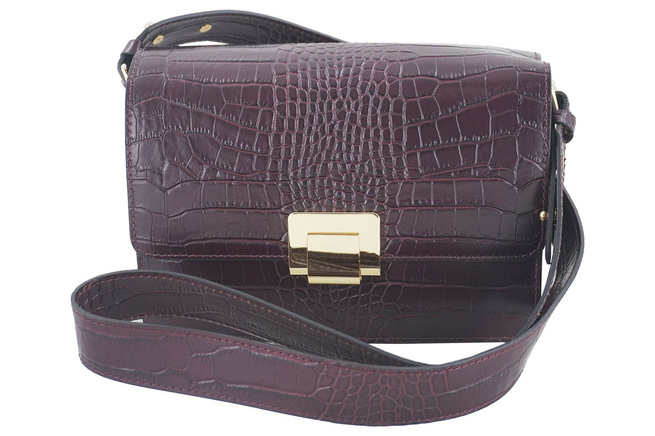 Módní kožená kabelka - CROCO - Maroon