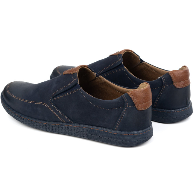 Ležérní pánská kožená obuv 854/2 navy blue