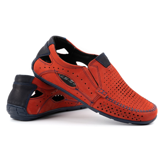 Pánské letní kožené mokasíny 91K červená