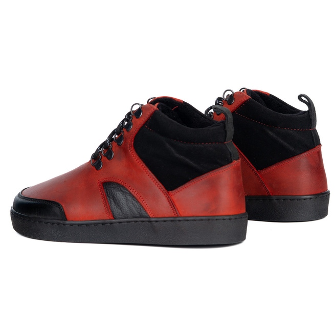 Barefoot unisex zimní kožené boty Explorer red