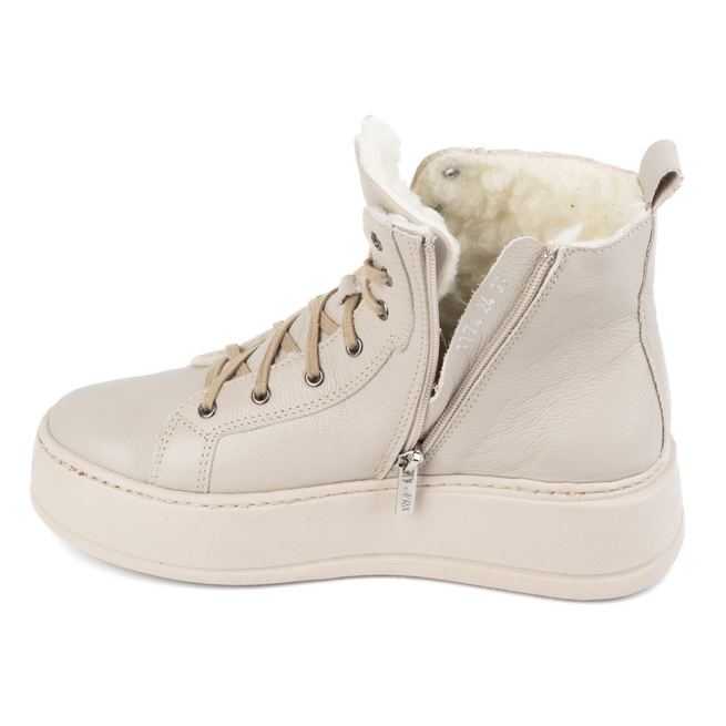 Dámské zimní zateplené kožené boty 1174 beige