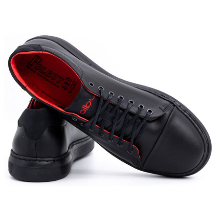 Buty męskie skórzane 2109 czarny z czerwonym
