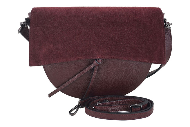 Modna torebka damska z zamszową klapką - Bordowa
