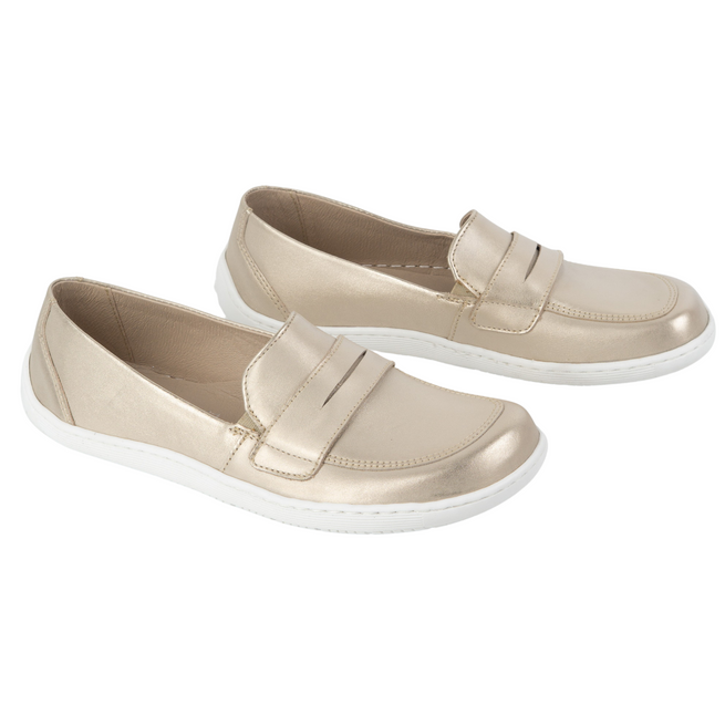 BAREFOOT Elegantní dámské minimalistické kožené mokasíny 1280 gold