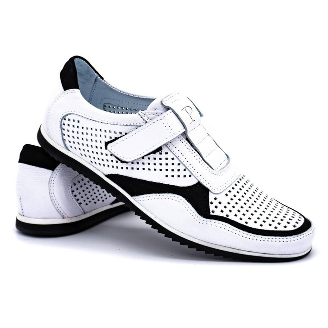 Buty męskie skórzane casual 2102/2L białe