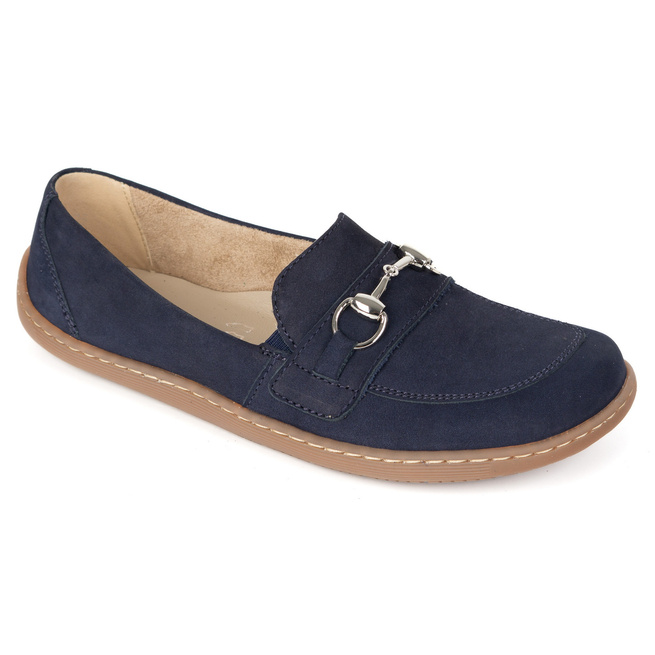 Barefoot damskie mokasyny skórzane minimalistyczne 1288AR granatowe nubuk
