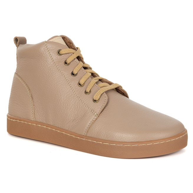 Buty damskie zimowe barefoot skórzane Z-B04 beżowe