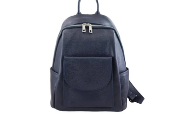 Skórzany damskie plecak miejski - Granatowy