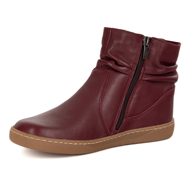 Damskie buty barefoot sztyblety z zamkiem ocieplane 1297 bordowe