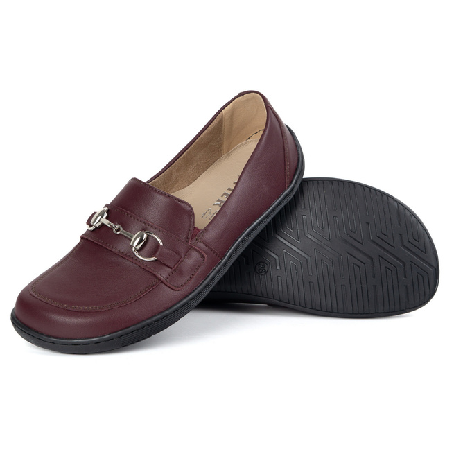 Barefoot damskie mokasyny skórzane minimalistyczne 1288AR bordowe