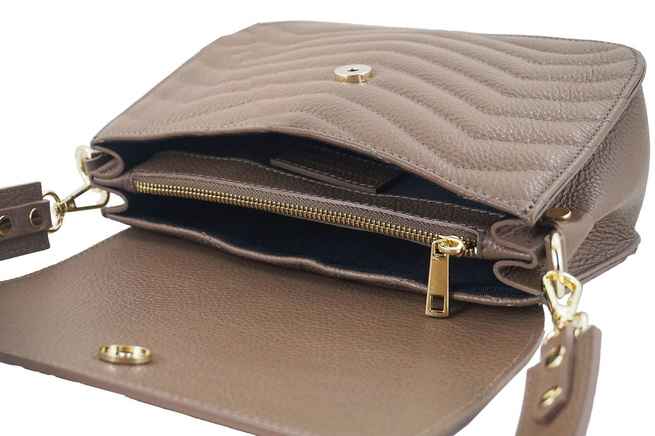 Dámská prošívaná kabelka - postbag - tmavě béžová