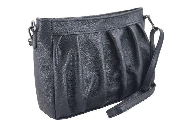 Modna marszczona torebka damska - Czarna