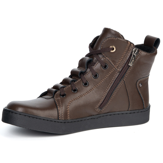 Barefoot buty skórzane minimalisthyczne Riley ocieplane brązowe