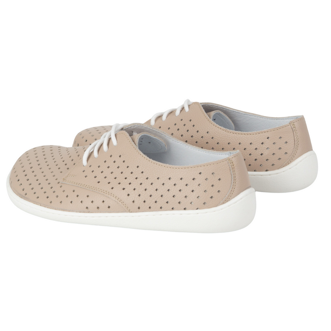 BAREFOOT Damskie minimalistyczne sneakersy 1288POL beż z białym