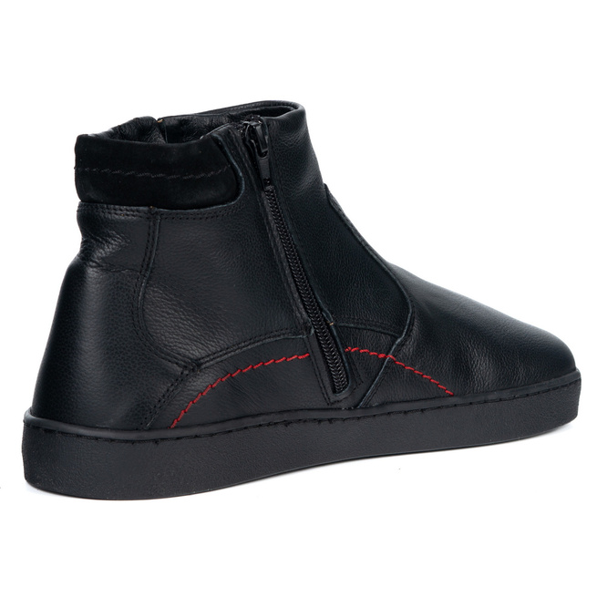 Buty męskie barefoot zimowe skórzane 756MP polskie obuwie z naturalnej skóry ocieplane czarne