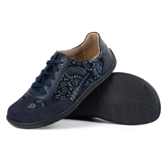 Buty barefoot damskie skórzane minimalistyczne OLIVIER 1287 granatowe