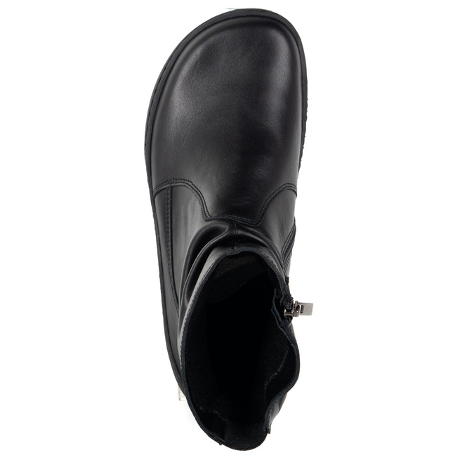 Damskie buty barefoot sztyblety z zamkiem ocieplane 1297 czarne