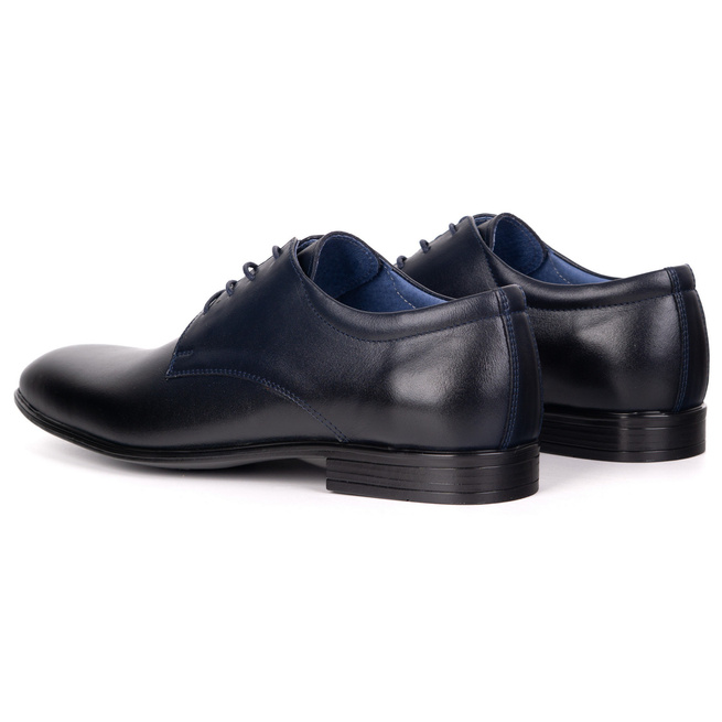 Buty męskie skórzane wizytowe Olivier 484 granatowe – klasyczne półbuty derby