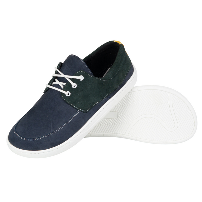 Barefoot mokasíny 0797W šněrovací kožené boty navy blue