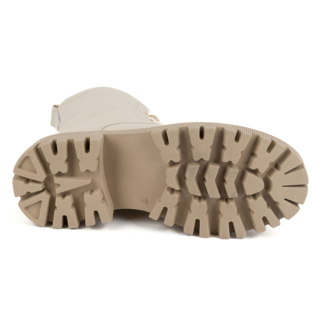 Dámské zateplené kožené boty 401BB pea beige