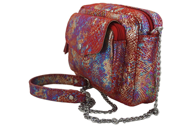 Torebka skórzana holograficzna - Czerwona