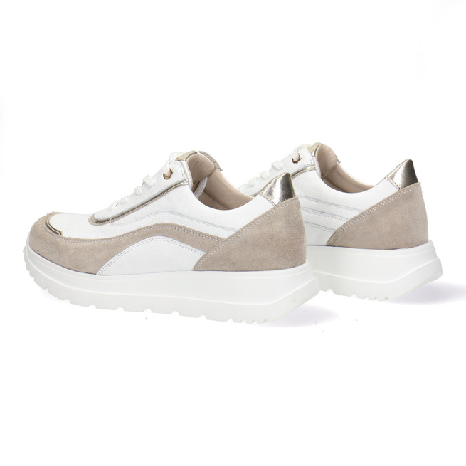 Pollonus dámské kožené polobotky white+beige 5-1721-004
