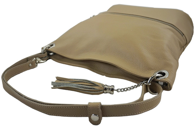 Skórzana torebka włoska Barberinis - Beżowa