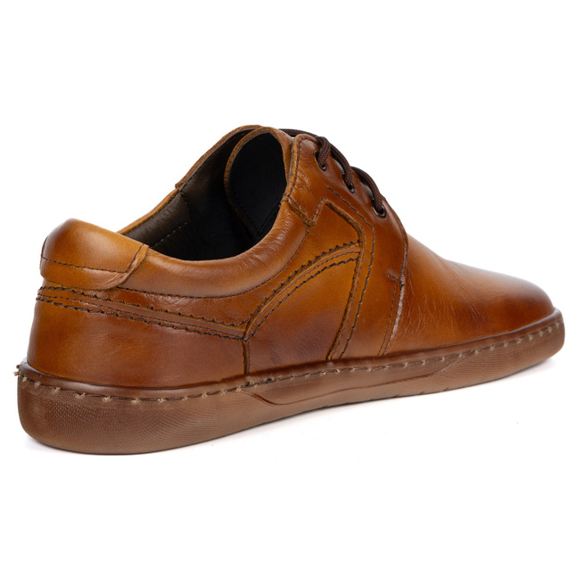 BAREFOOT Męskie buty skórzane sznurowane minimalistyczne 115KZ  brązowe