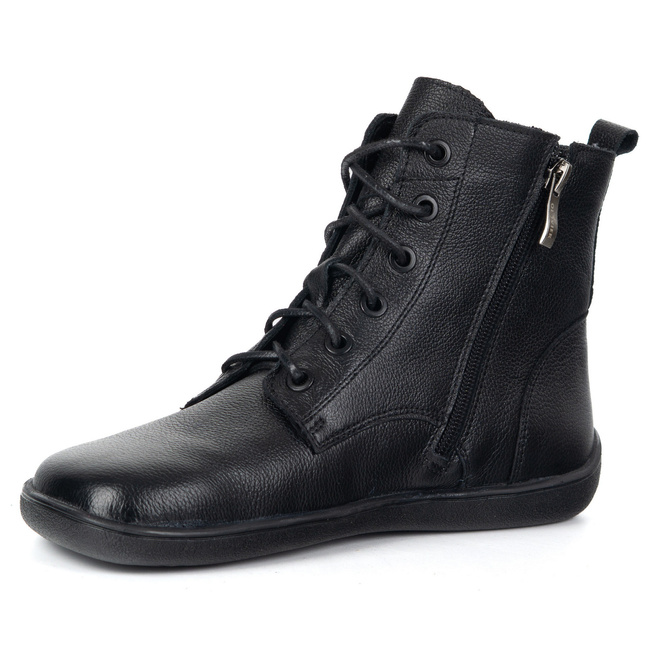 BAREFOOT dámské kožené boty 1795POL - zateplené, šněrovací se zipem